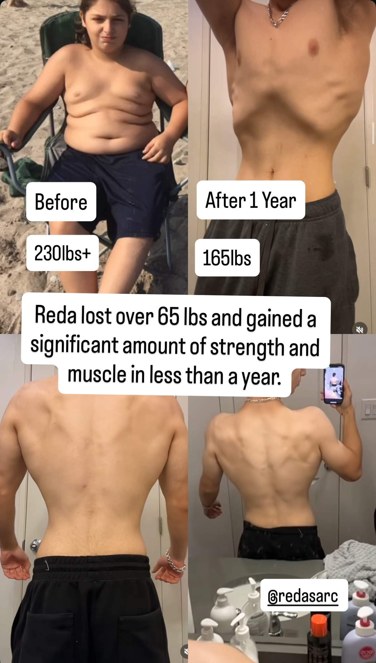 Reda after losing over 60 pounds and gaining strength